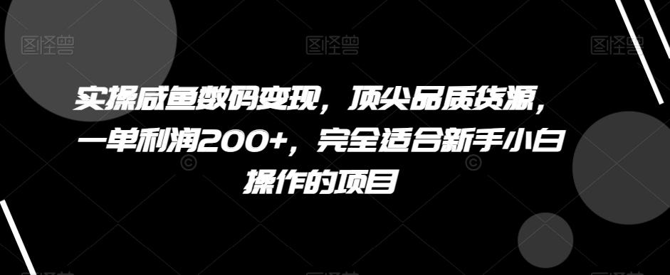 实操咸鱼数码变现，顶尖品质货源，一单利润200+，完全适合新手小白操作的项目【揭秘】-揽颜居工坊