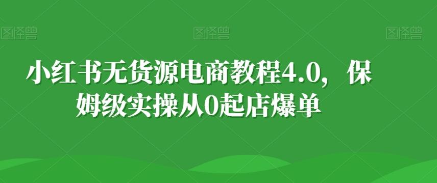 小红书无货源电商教程4.0，保姆级实操从0起店爆单【拆解】-揽颜居工坊