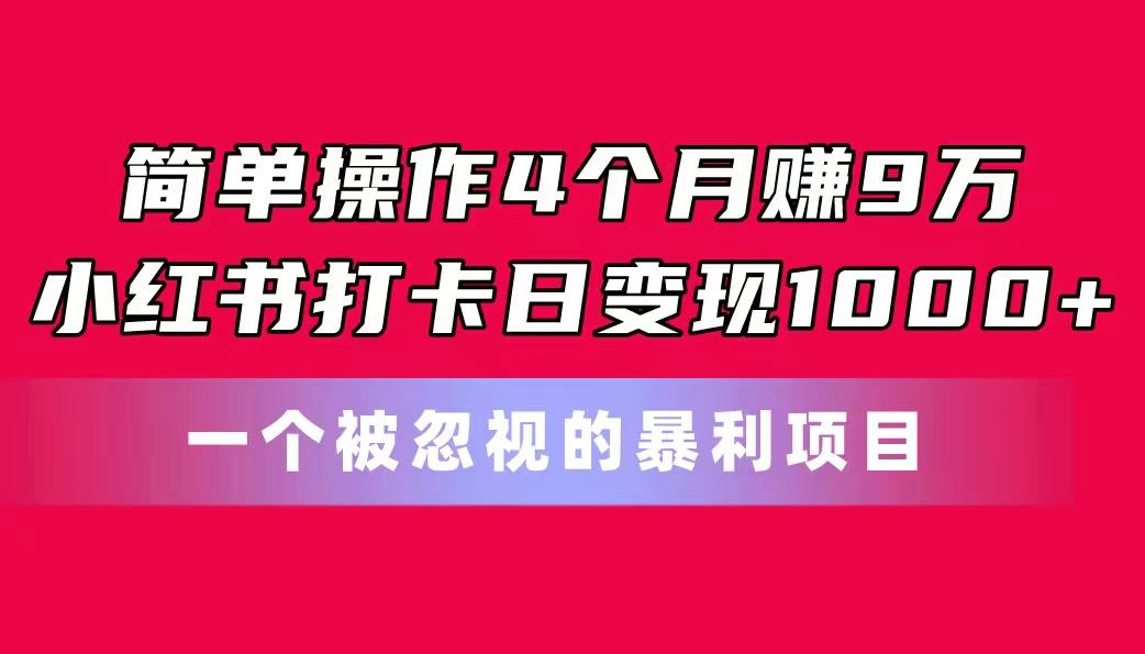 简单操作4个月赚9万！小红书打卡日变现1000+！一个被忽视的暴力项目-揽颜居工坊