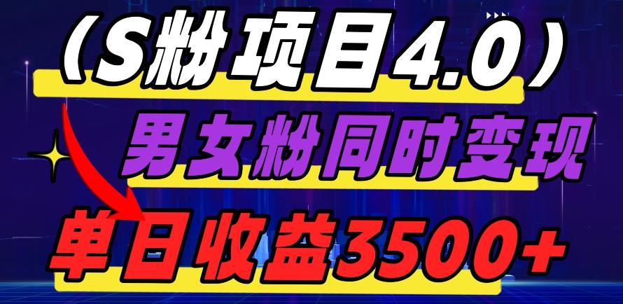 S粉项目4.0，男女粉通吃，男女粉同时变现，单日收益3500+-揽颜居工坊