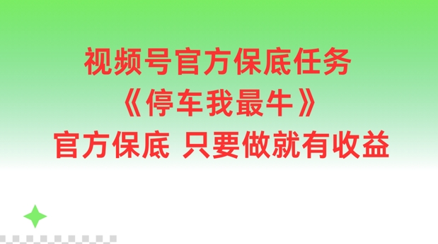 视频号官方保底任务，停车我最牛，官方保底只要做就有收益【揭秘】-揽颜居工坊