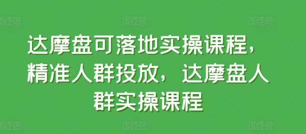 达摩盘可落地实操课程，精准人群投放，达摩盘人群实操课程-揽颜居工坊