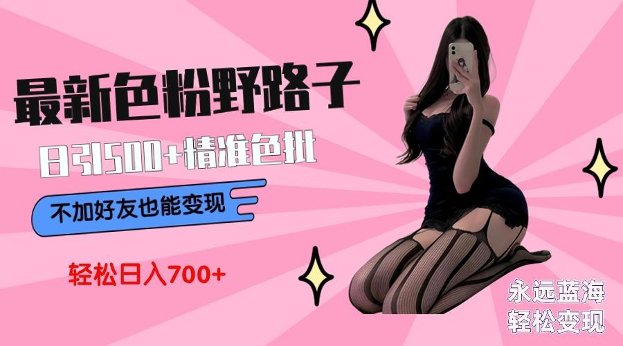 最新色粉变现野路子，日引500+老色批 可不加好友直接变现 小白轻松日入700+-揽颜居工坊