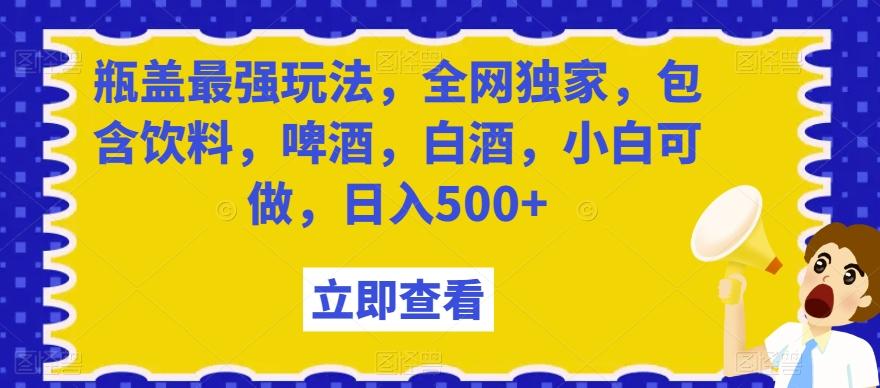 瓶盖最强玩法，全网独家，包含饮料，啤酒，白酒，小白可做，日入500+【揭秘】-揽颜居工坊