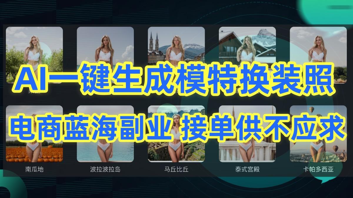 AI制作一键生成模特换装照,电商蓝海副业,接单供不应求-揽颜居工坊