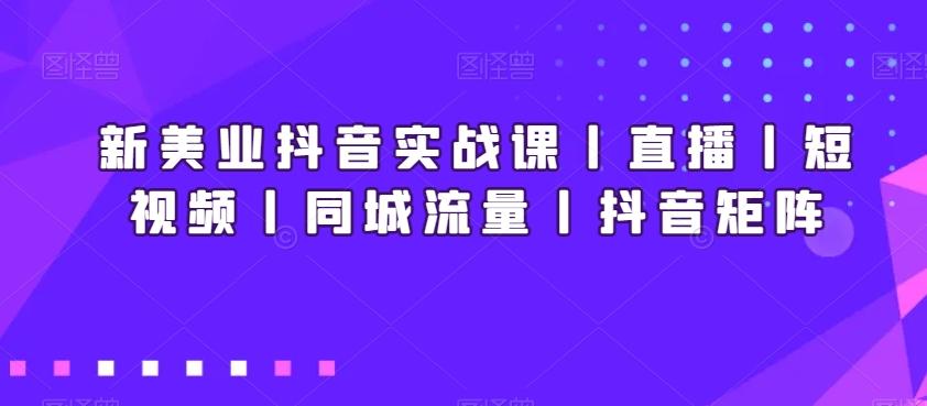 新美业抖音实战课丨直播丨短视频丨同城流量丨抖音矩阵-揽颜居工坊