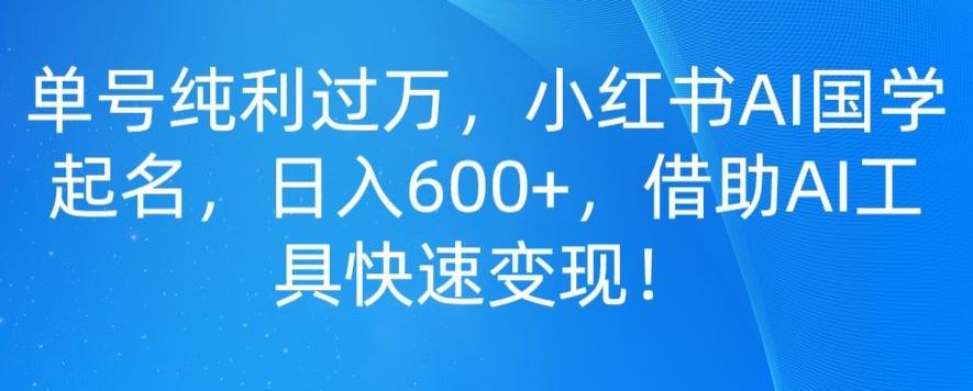 单号纯利过万，小红书AI国学起名，日入600+，借助AI工具快速变现-揽颜居工坊