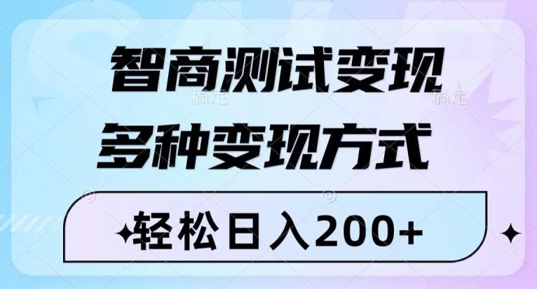 智商测试变现，轻松日入200+，几分钟一个视频，多种变现方式-揽颜居工坊