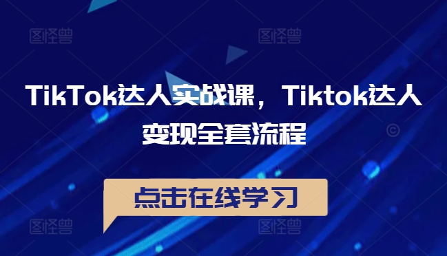 TikTok达人实战课，Tiktok达人变现全套流程-揽颜居工坊