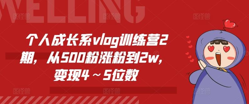 个人成长系vlog训练营2期，从500粉涨粉到2w，变现4～5位数-揽颜居工坊