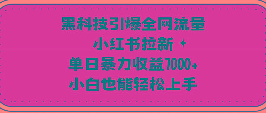 (9679期)黑科技引爆全网流量小红书拉新，单日暴力收益7000+，小白也能轻松上手-揽颜居工坊