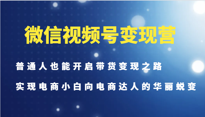 微信视频号变现营-普通人也能开启带货变现之路，实现电商小白向电商达人的华丽蜕变-揽颜居工坊