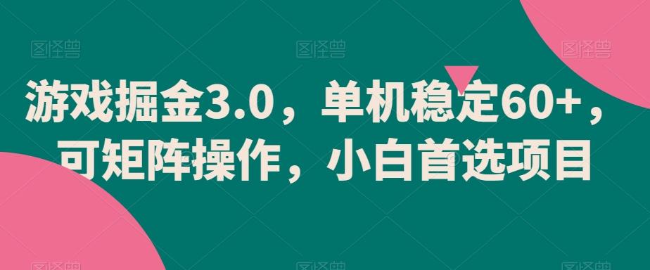 游戏掘金3.0，单机稳定60+，可矩阵操作，小白首选项目【揭秘】-揽颜居工坊