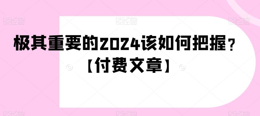 极其重要的2024该如何把握？【付费文章】-揽颜居工坊
