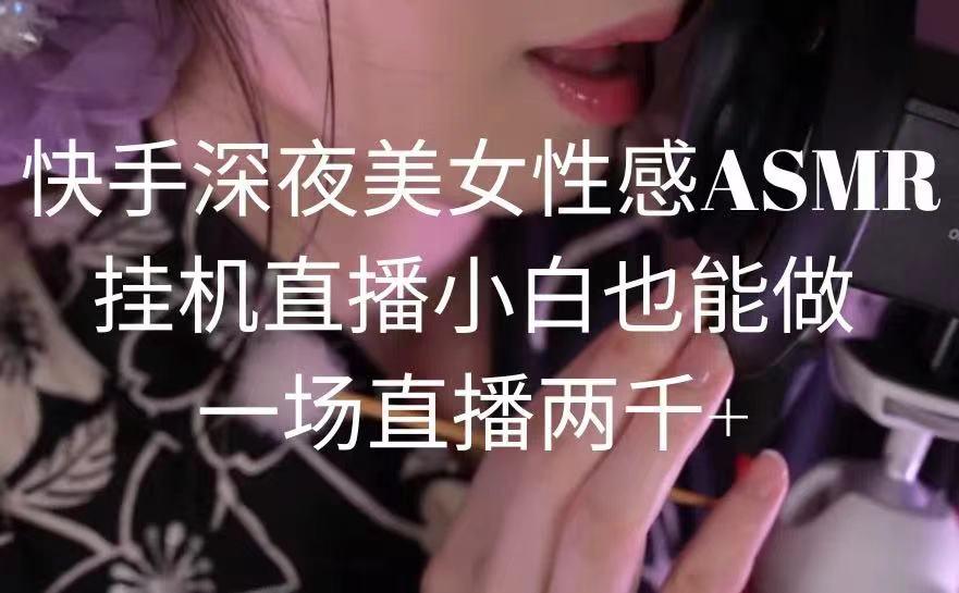 快手深夜美女性感ASMR挂机直播，小白也能做，一场直播两千+-揽颜居工坊
