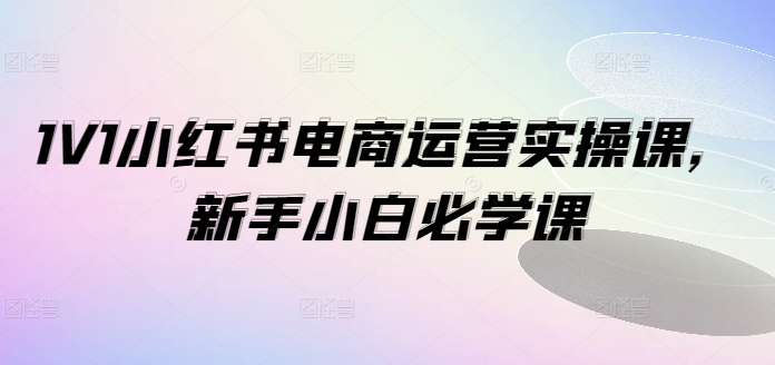 1V1小红书电商运营实操课，新手小白必学课-揽颜居工坊