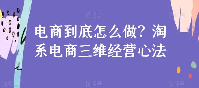 电商到底怎么做？淘系电商三维经营心法-揽颜居工坊