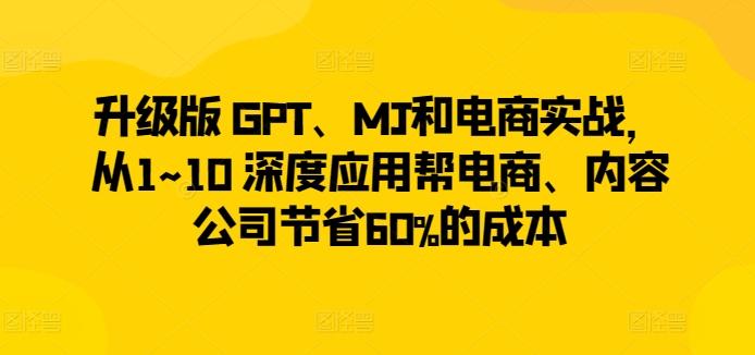 升级版 GPT、MJ和电商实战，从1~10 深度应用帮电商、内容公司节省60%的成本-揽颜居工坊