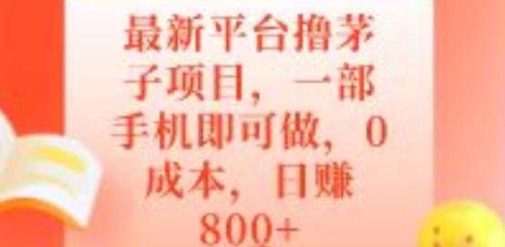 最新平台撸茅子项目，一部手机即可做，0成本，日赚800+-揽颜居工坊