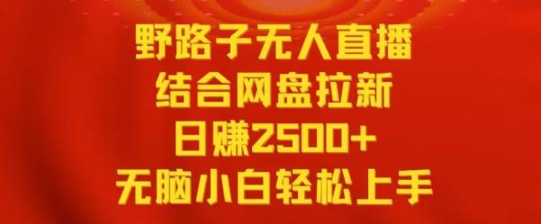 野路子无人直播结合网盘拉新，日赚2500+，小白无脑轻松上手【揭秘】-揽颜居工坊